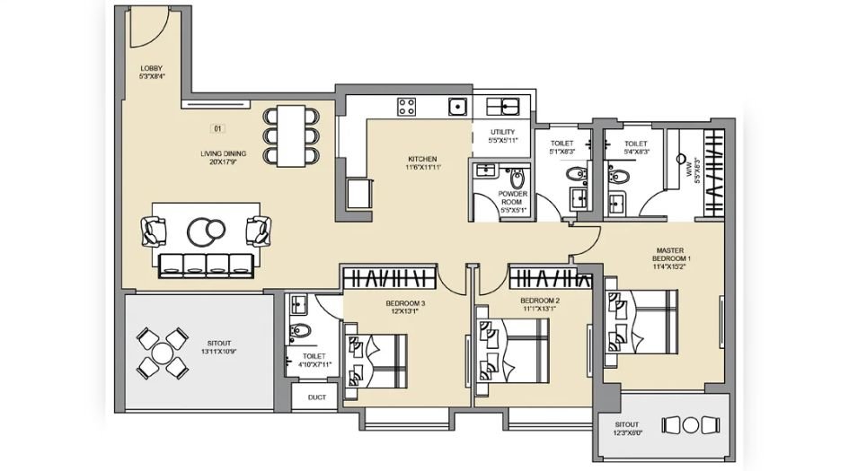 24k-Sereno-3BHK-1665sqft-unit-plan